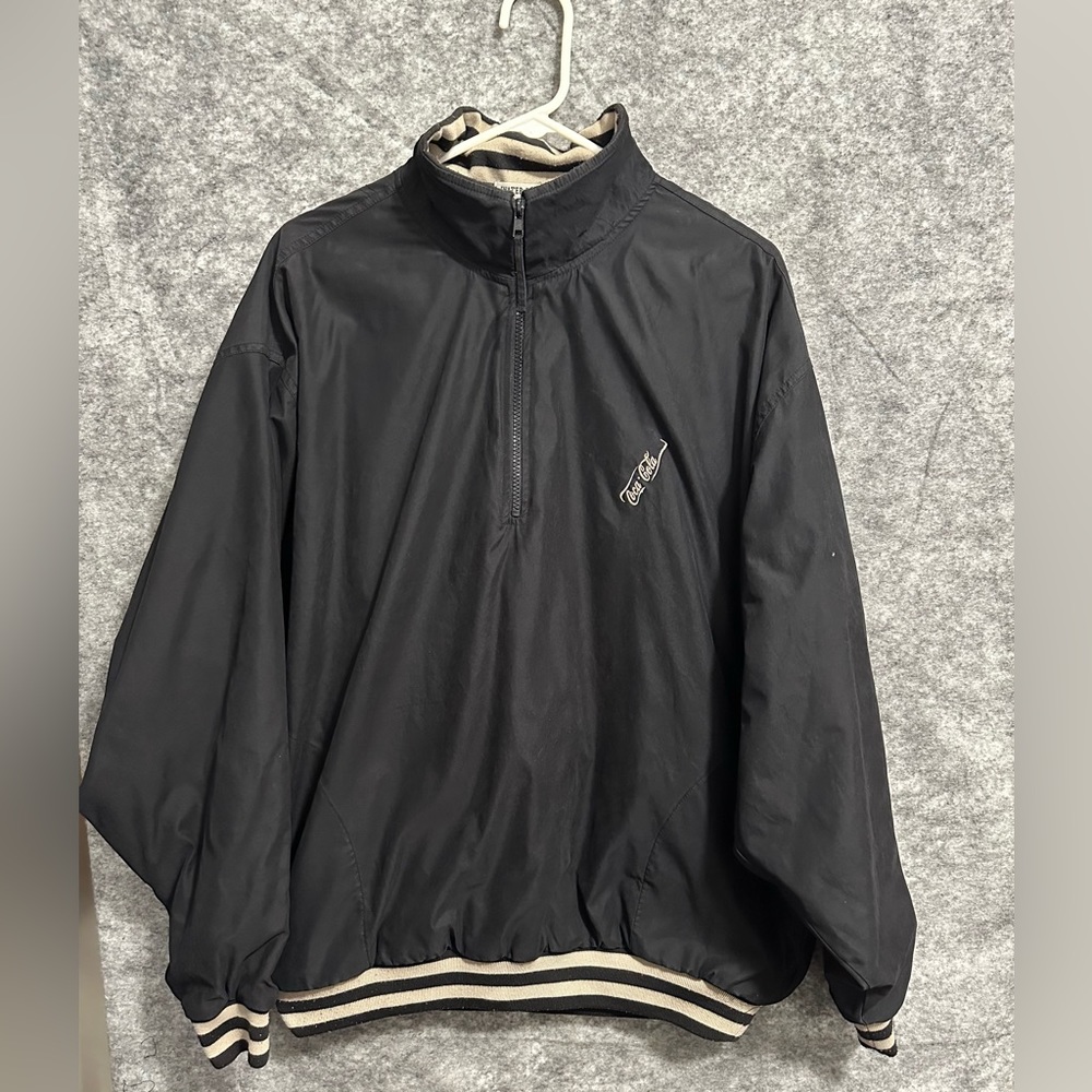 Vintage Coca Cola Mens Jacket Extra Large Black Golf Clark Gregory Windbreaker